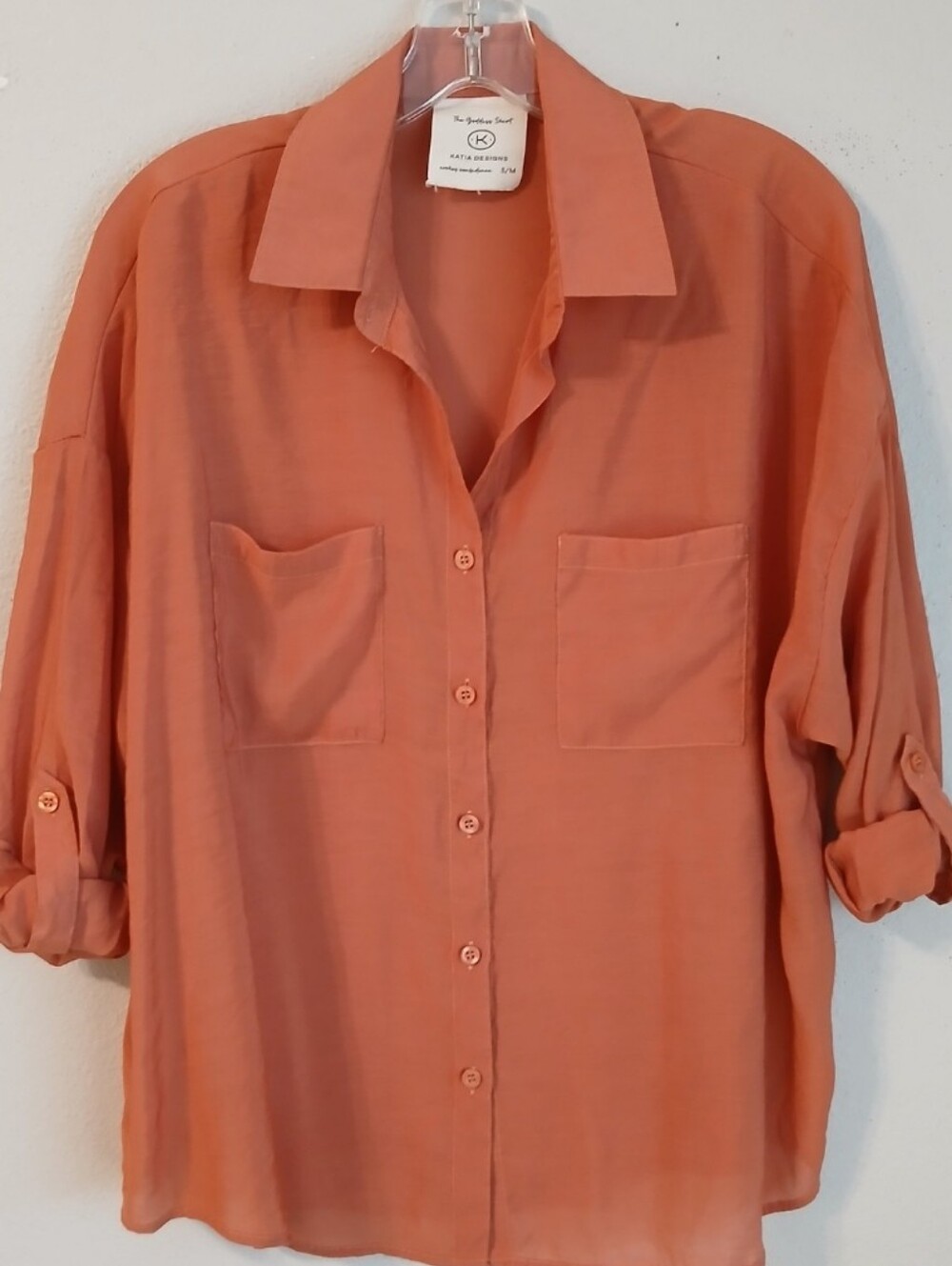 Katia Designs The Goddess Shirt Terra Cotta Button Front Size S/M